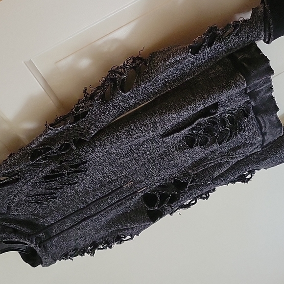 Dark Grey Gilded Intent Distressed Hoodie, size S - Picture 3 of 5